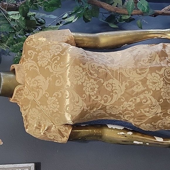 Vintage Alchemy Asian Cheongsam Jacquard Gold Dress Size S - Picture 2 of 7